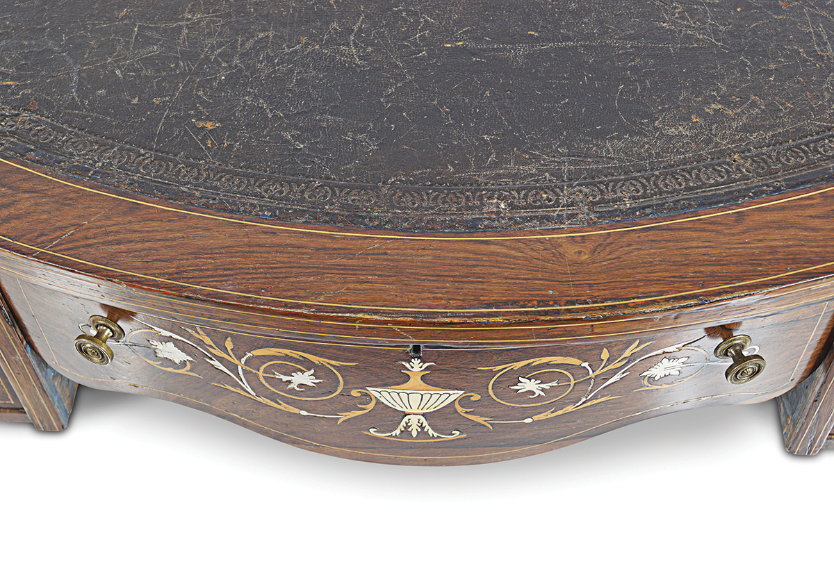 EDWARDIAN ROSEWOOD AND MARQUETRY WRITING TABLE - Image 2 of 2