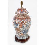 PAIR OF LARGE IMARI VASE STEMMED TABLE LAMPS