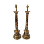 PAIR OF CREAM CHINOISERIE LACQUERED TABLE LAMPS
