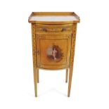 EDWARDIAN SATINWOOD AND PAINTED BEDSIDE PEDESTAL