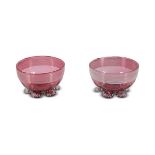 PAIR OF CRANBERRY GLASS BOWLS