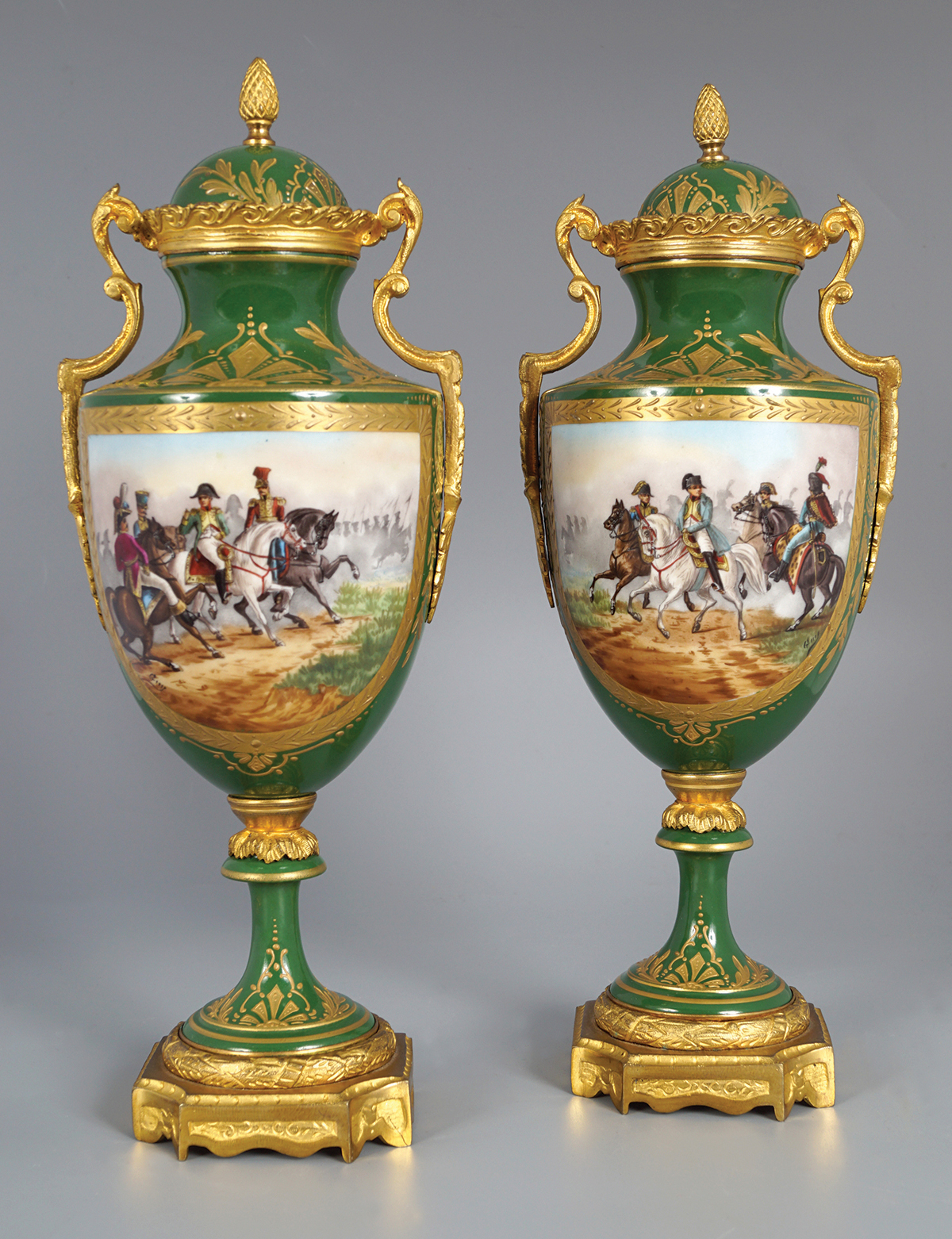 PAIR OF 19th-CENTURY SEVRES URNS AND COVERS