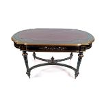 19TH-CENTURY BRASS MOUNTED EBONY LIBRARY TABLE