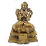 CHINESE QING PERIOD GILT BRONZE BUDDHA