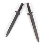 TWO SMALL BAYONETS AND SCABBARDS