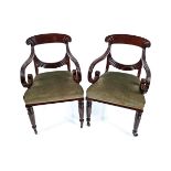 PAIR OF REGENCY PERIOD MAHOGANY LIBRARY CHAIRS