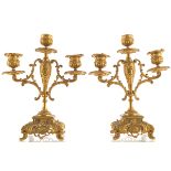 PAIR OF NINETEENTH-CENTURY GILT METAL CANDELABRA