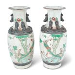 PAIR OF CHINESE DRAGON CRACKLE-GLAZED VASES