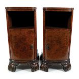 PAIR OF ART DECO PERIOD WALNUT BEDSIDE LOCKERS