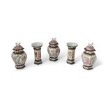 GARNITURE OF FIVE SMALL SAMSON JARS AND VASES