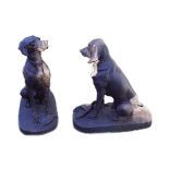 PAIR OF LARGE CAST IRON GARDEN GUN DOGS