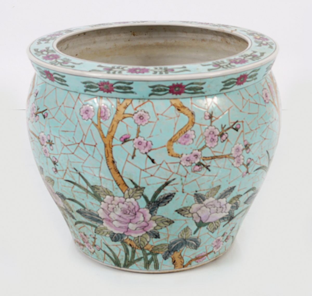 LARGE CHINESE REPUBLICAN POLYCHROME FISH BOWL