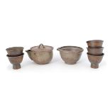 FIVE BIZEN WARE SAKE CUPS