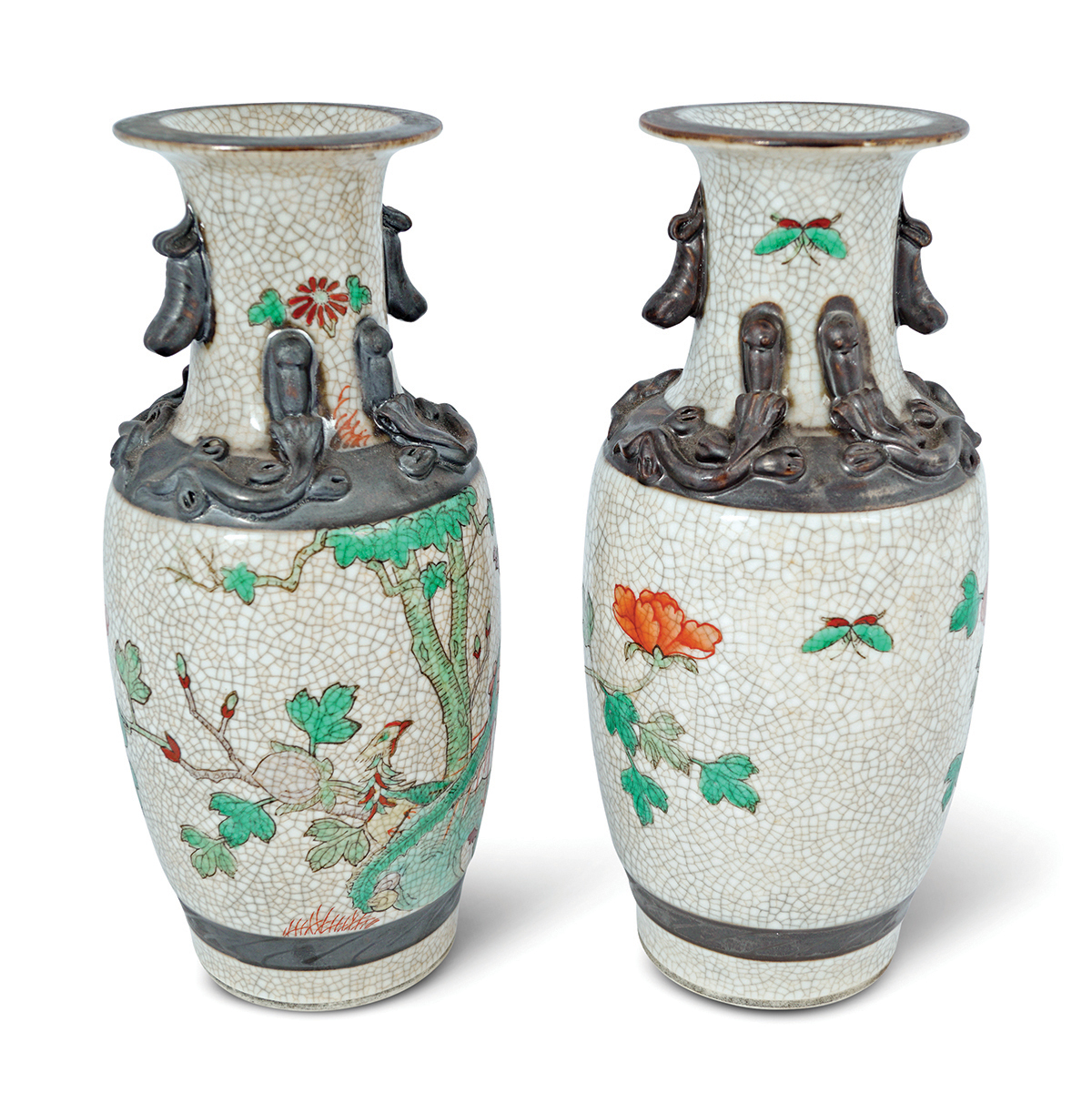 PAIR OF CHINESE DRAGON CRACKLE-GLAZED VASES - Image 3 of 4