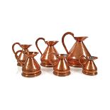 SET OF SIX 19TH-CENTURY GRADUATED COPPER MEASURES