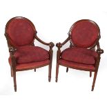 PAIR OF 19TH-CENTURY MAHOGANY OPEN ARMCHAIRS