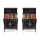 PAIR OF GEORGE III STYLE WATERFALL OPEN BOOKCASES