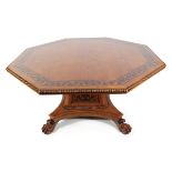 LARGE POLLARD OAK AND MARQUETRY TABLE