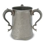 THREE HANDLED PEWTER TROPHY CUP