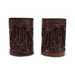 PAIR OF CHINESE QING PERIOD BAMBOO BRUSH POTS