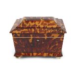 REGENCY PERIOD TORTOISESHELL AND IVORY TEA CADDY