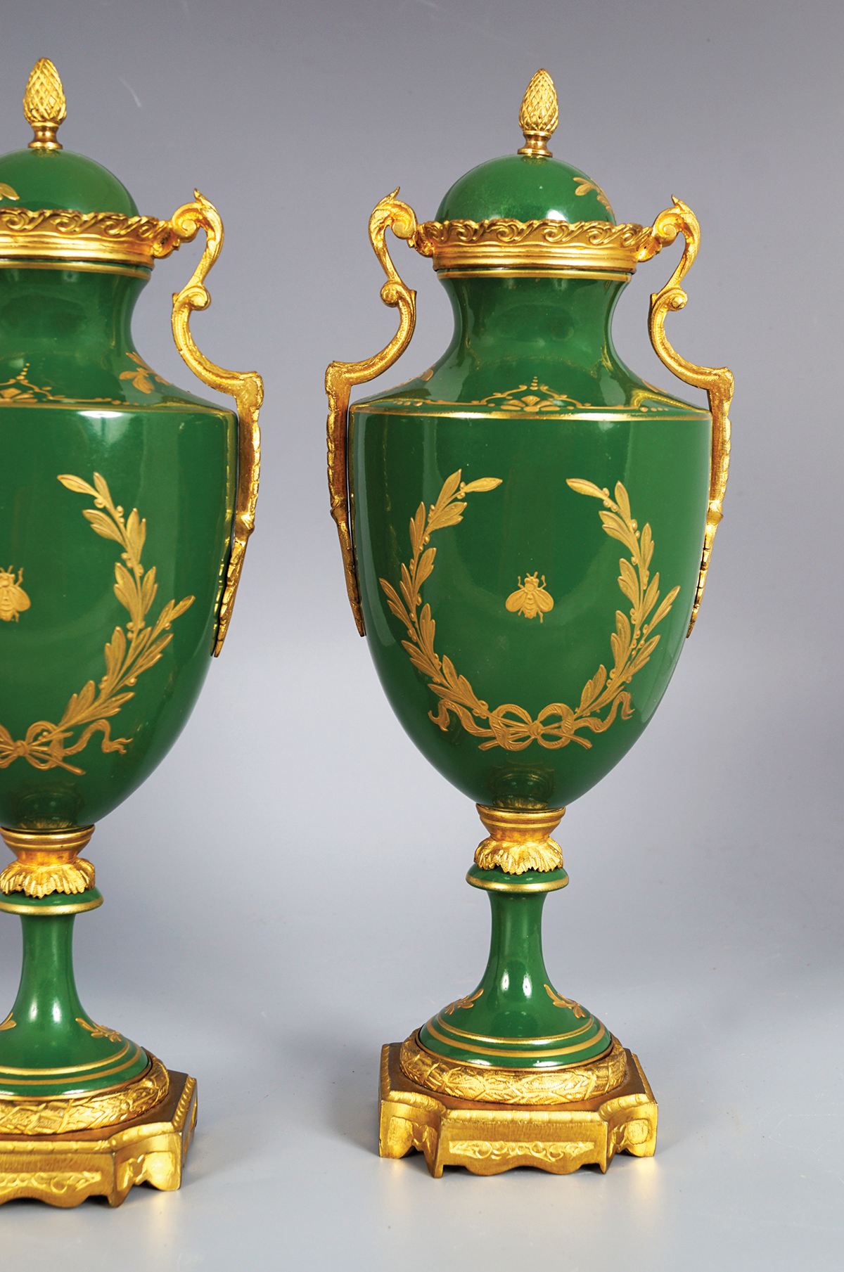 PAIR OF 19th-CENTURY SEVRES URNS AND COVERS - Image 8 of 12