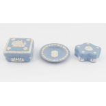 THREE PALE BLUE WEDGEWOOD BOXES