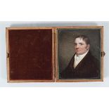 CASED GEORGE III PORTRAIT MINIATURE ON PORCELAIN