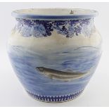 19TH-CENTURY ORIENTAL BLUE AND WHITE FISH BOWL