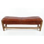 LARGE DESIGNER HIDE UPHOLSTERED STOOL