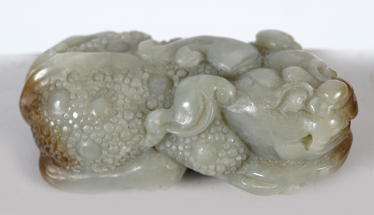 CHINESE CELADON JADE FOO DOG - Image 2 of 5