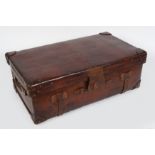 LARGE VINTAGE LEATHER TRUNK