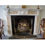 GEORGE III STYLE WHITE MARBLE CHIMNEY PIECE