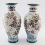 PAIR OF CHINESE QING POLYCHROME VASES