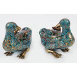 PAIR OF CHINESE QING CLOISONNÉ ENAMELLED DUCKS