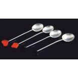 STERLING SILVER 4 CARD SUIT COFFEE SPOONS