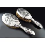 TWO 19TH-CENTURY SILVER BACKED HAIR BRUSHES
