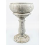 19TH-CENTURY MARBLE BOWL ON STAND