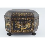 CHINESE QING PERIOD LACQUERED TEA CADDY