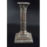 EDWARDIAN CORINTHIAN PILLARED SILVER CANDLE STICK