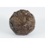 19TH-CENTURY CARVED HARDWOOD PUZZLE BALL