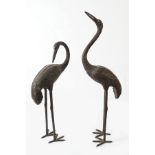 PAIR OF LARGE BRONZE STORKS