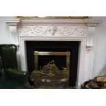 GEORGE III STYLE WHITE MARBLE CHIMNEY PIECE