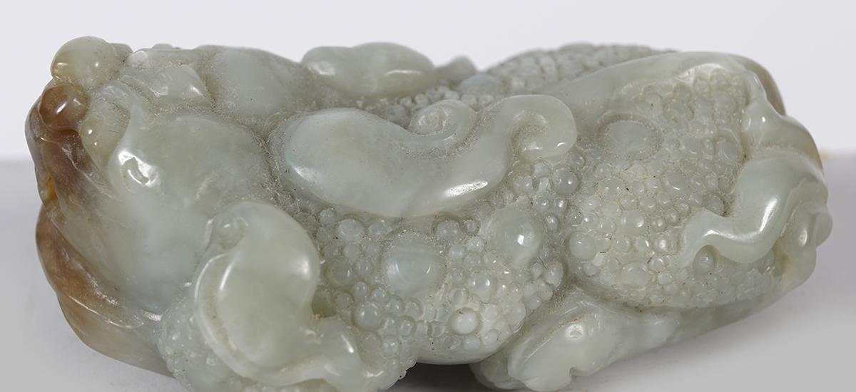 CHINESE CELADON JADE FOO DOG - Image 3 of 5