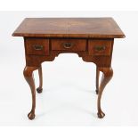 GEORGE I WALNUT AND SATINWOOD INLAID SIDE TABLE,