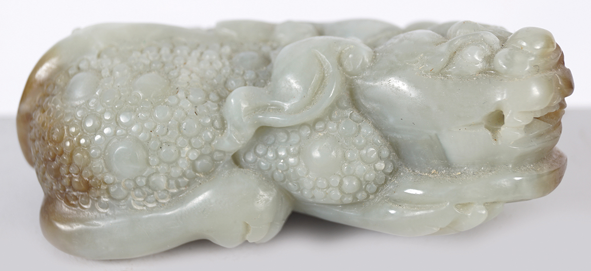 CHINESE CELADON JADE FOO DOG