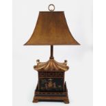 LARGE CHINESE PAGODA STEMMED TABLE LAMP
