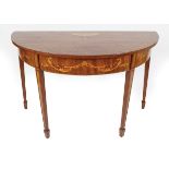 GEORGE III PERIOD MAHOGANY AND MARQUETRY TABLE
