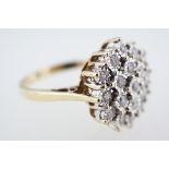 9 CT WHITE GOLD & DIAMOND 2.00 CT CLUSTER RING