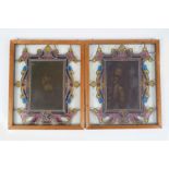 PAIR OF EARLY STAINED GLASS ARMORIAL PANELS